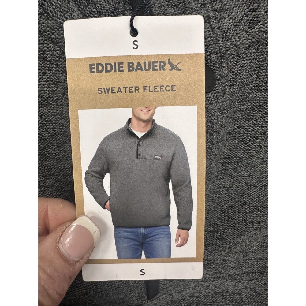 Eddie Bauer Men's Sweater Fleece with pockets Size S Grey NWT